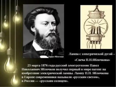 Кто изобрел лампочку Яблочков